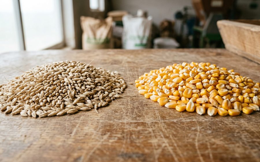 Feed barley and corn